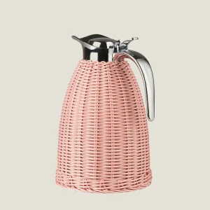 Termoskanna flätad bambu Ljusrosa