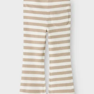 Utsvängd randig byxa, beige