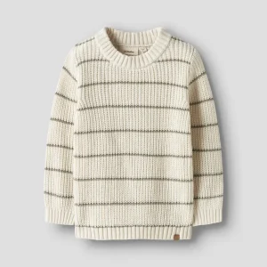 Stickad tröja med grön rand