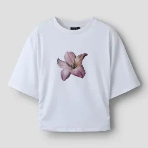 Topp med rynk i sidan och blomprint