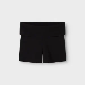 Korta leggings med nedvik, svarta